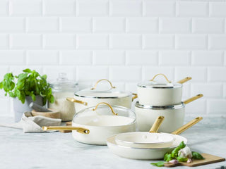 GreenPan Padova 6 (10) Piece PFAS Free Cookset Cream White