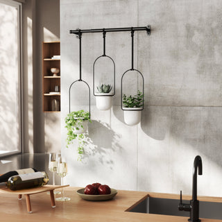 Umbra Triflora Hanging Planter - Set Of 3 - White/Black
