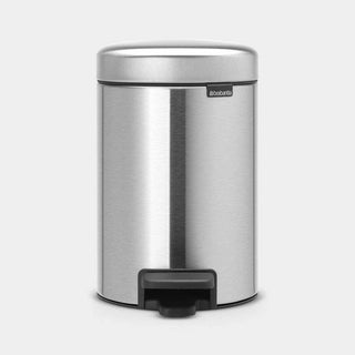 Brabantia Newicon Pedal Bin 3 Litre, Plastic Inner Bucket - Matt Steel Fingerprint Proof