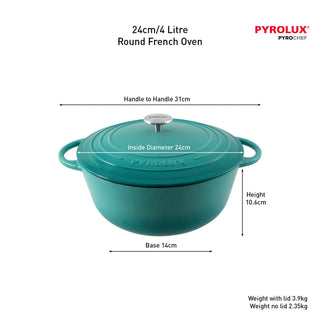 Pyrolux PYROCHEF Round French Oven Aqua Marine 24cm/4L