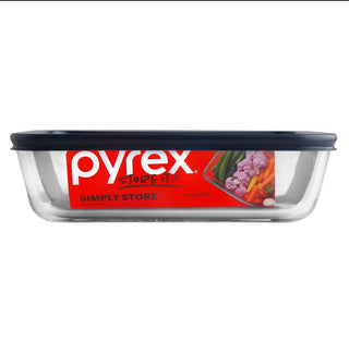 Pyrex Simply Store 6 Cup Rectangle Blue Lid