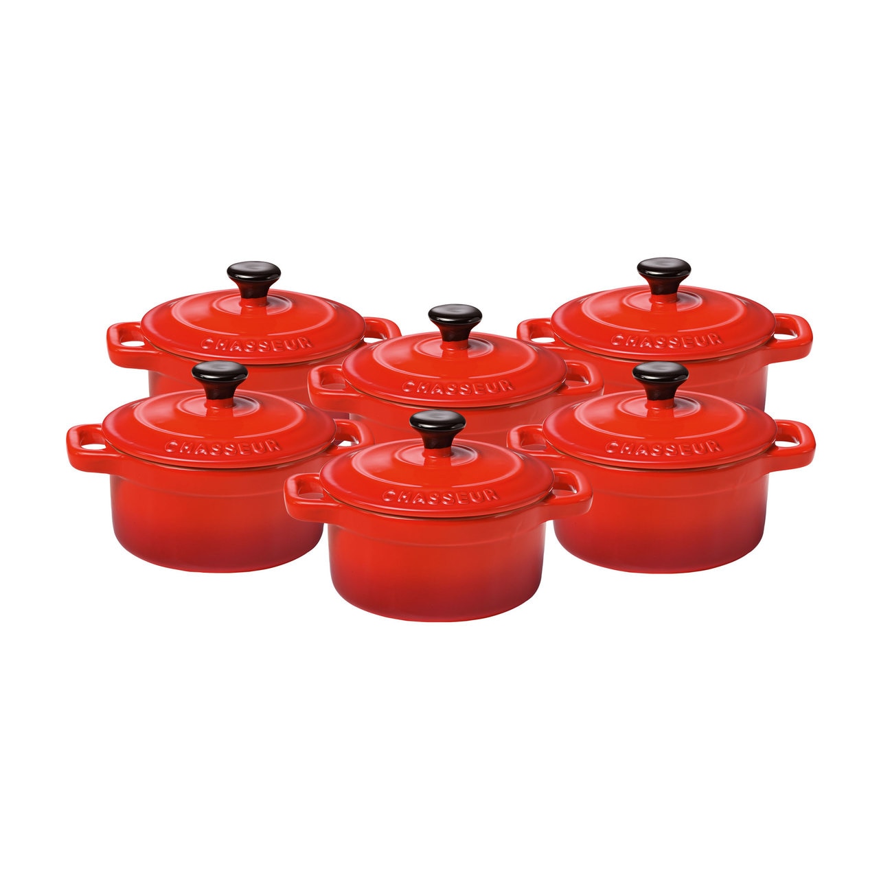 Chasseur Mini Cocotte Set of 6 Red