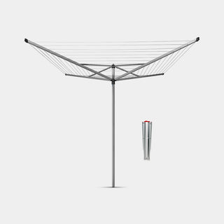 Brabantia Rotary Dryer Topspinner 60 metre, with Ground Spike, Ø 45 mm - Metallic Grey