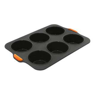 Bakemaster Silicone 6 Cup Large Muffin Pan 35.5 x 24.5cm (9 x 4.5cm) - Grey