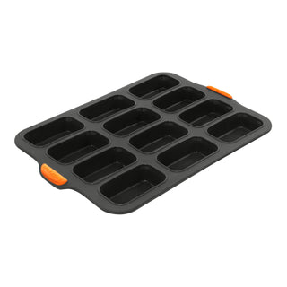 Bakemaster Silicone 12 Cup Mini Loaf Pan 35.5 x 24.5cm (9 x 5 x 2.5cm) - Grey