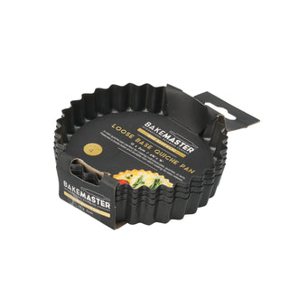 Bakemaster Loose Base Quiche Pan Set of 4 12 x 2cm - Non-stick