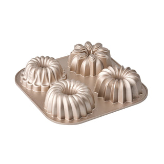 Bakemaster Assorted Mini Fluted Ring Cake Pan 24 x 24 x 4.5cm - Champagne