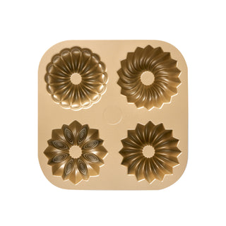 Bakemaster Assorted Mini Fluted Ring Cake Pan 24 x 24 x 4.5cm - Champagne