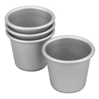 Bakemaster Silver Anodised Set of 4 Dariole Pan 6 x 5.5cm