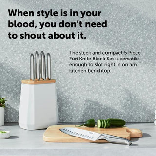 Furi Stone Knife Block Snow Terrazzo Set 5 Piece