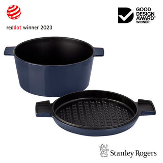 Stanley Rogers Cast Iron French Oven Mid Blue 24cm