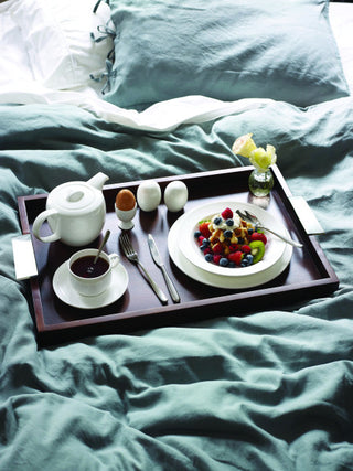 Chef Inox Room Service Tray Dark Mangowood with Aluminium Handles 620x400x50mm