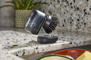 Joseph Joseph SinkTech Soap-dispensing palm brush with stainless-steel storage stand