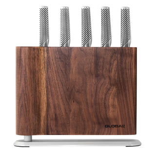 Global UKU 6 Piece Knife Block Set - Walnut
