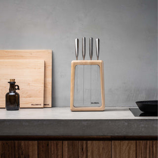 Global Hashira 5pc Knife Block Set - Maple