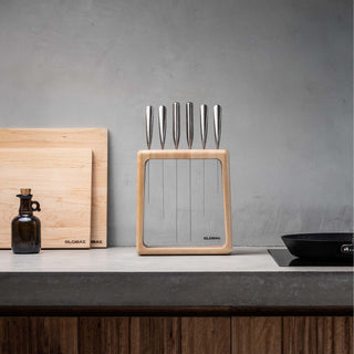 Global Hashira 7pc Knife Block Set - Maple