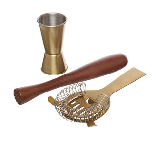 BarCraft Cocktail Set Brass 3pc Set