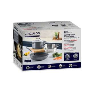 Circulon ScratchDefense A1 Nonstick Induction 3 Piece Cookware Set