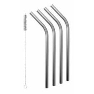 Avanti Smoothie Stainless Steel Straws With Cleaning Brush, Set Of 4